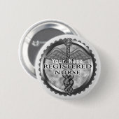 Grijs geregistreerde verpleegster ronde button 5,7 cm (Voorkant /achterkant)