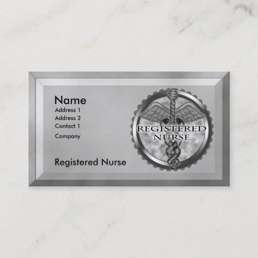 Grijs geregistreerde verpleegster visitekaartje (Voorkant)