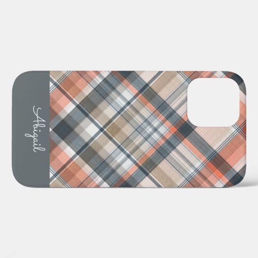 Grijs geruite elegante scriptnaam Case-Mate iPhone case (Achterkant (horizontaal))