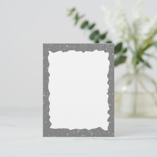 grijs gescheurd papier aangepaste rand Sjabloon Briefkaart (Staand voorkant)