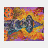 Grijs geschoren Schnauzer-hond Halloween Heks en P Fleece Deken (Voorkant (Horizontaal))