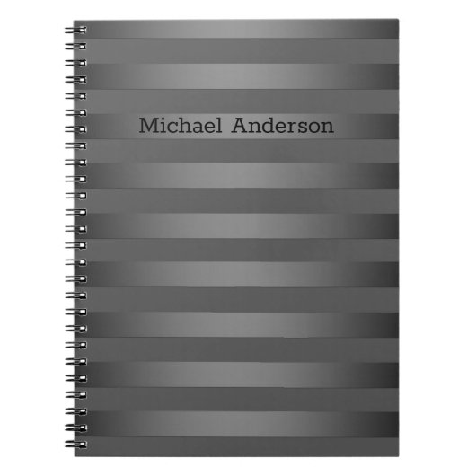 Grijs, gestreept, gradiënt, grijze strepen, eenvou notitieboek (Voorkant)