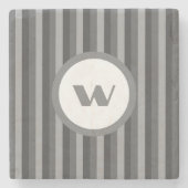 Grijs gestreept monogram in country-stijl stenen onderzetter (Voorkant)