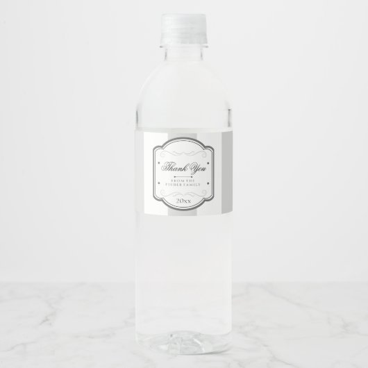 grijs gestreept waterfles etiket (Voorkant)