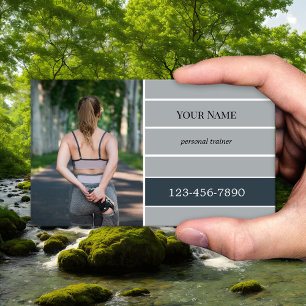 Grijs gestreepte foto fitness personal trainer visitekaartje