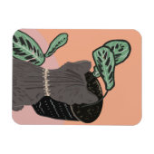 Grijs gestreepte kat planten bedankt magneet (Horizontaal)
