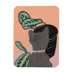Grijs gestreepte kat planten bedankt magneet