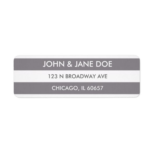 Grijs gestreepte retour adreslabel etiket (Voorkant)