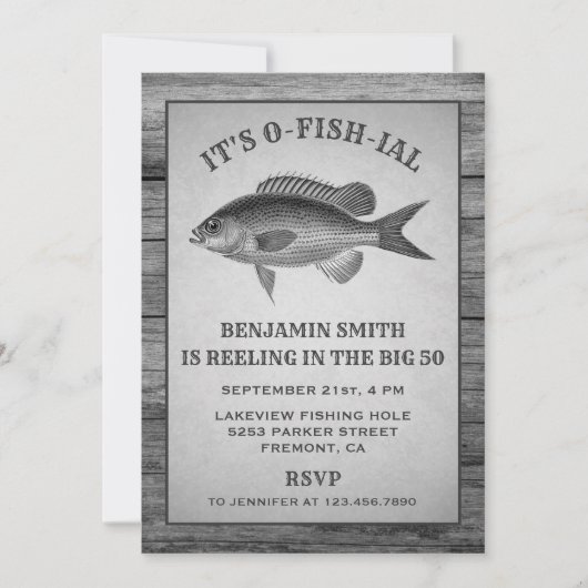 Grijs Gevist Verjaardagsfeestuitnodiging Kaart (Voorkant)