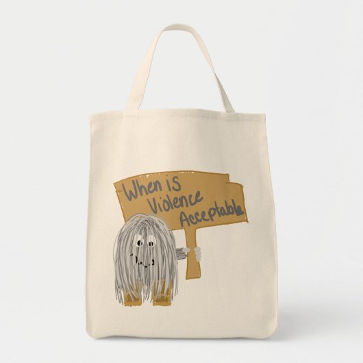 Grijs geweld onaanvaardbaar tote bag (Voorkant)