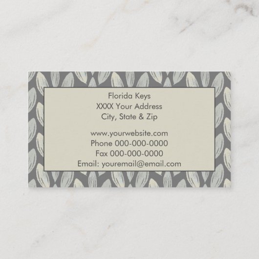 Grijs geweven blad ontwerp visitekaartje (Achterkant)
