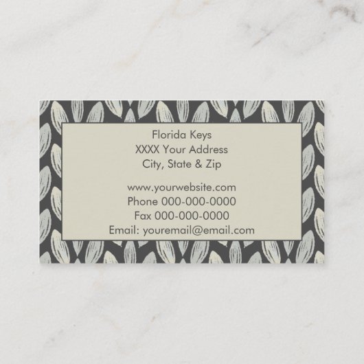 Grijs geweven blad op donkergrijs ontwerp visitekaartje (Achterkant)