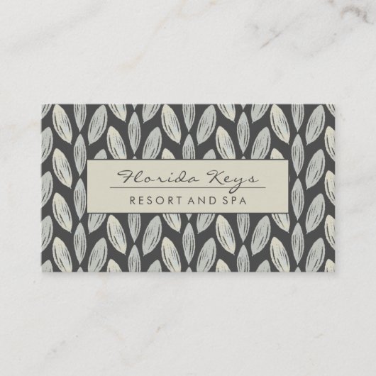 Grijs geweven blad op donkergrijs ontwerp visitekaartje (Voorkant)