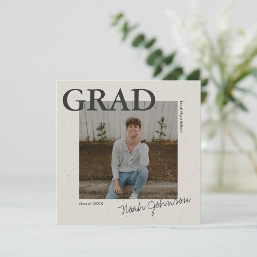 Grijs geweven effect Afstuderen foto Kaart (Staand voorkant)
