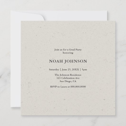 Grijs geweven effect Afstuderen foto Kaart (Achterkant)