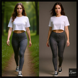Grijs geweven glitch-getextureerde plaid leggings