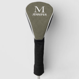 Grijs geweven leer Monogram Gepersonaliseerde Naam Golfheadcover