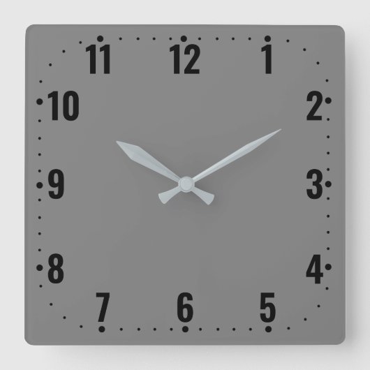 grijs gezicht met cijfers - frameless vierkante klok (Voorkant)