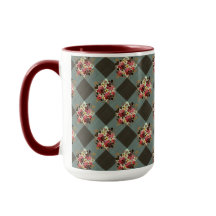 Grijs Gingham en Bourgondië Bloemenland