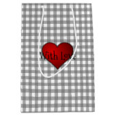 Grijs Gingham Rood hart Met Liefde Medium Cadeauzakje (Voorkant)