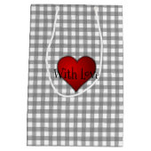 Grijs Gingham Rood hart Met Liefde Medium Cadeauzakje (Achterkant)