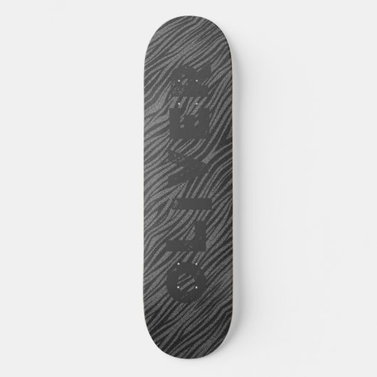 Grijs Glitter Skateboard Dierenprint Zebra Strepen (Voorkant)