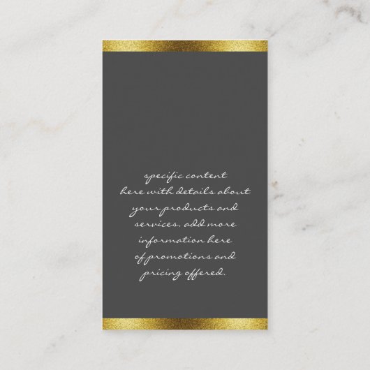 Grijs/Glitter Trim Golden Visitekaartje (Achterkant)