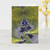 Grijs Goblin in Groen, Leuk Spooky Imp Kaart (Gele Bloem)