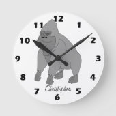 Grijs Gorilla Ontwerp Persoonlijk Ronde Klok (Voorkant)