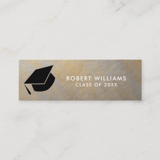 Grijs Goud Afstudeerder Pet Afstuderen Invoegen Mini Visitekaartje (Voorkant)