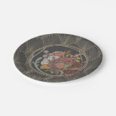 Grijs & Goud Art Deco Fan Papieren Bordje (Gekanteld)