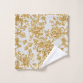 Grijs & goud bloemendamask pioenroos bad handdoek (Wasdoekje)