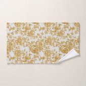 Grijs & goud bloemendamask pioenroos bad handdoek (Handdoek)