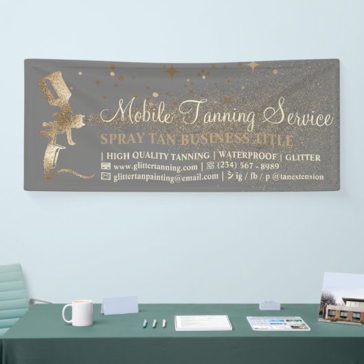 Grijs Goud Brons Spray Tanning Spandoek (Beurs)