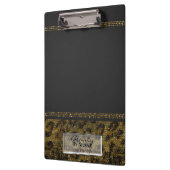 Grijs & Goud Cheetah Leopard Glam gepersonaliseerd Klembord (Links)