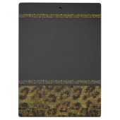 Grijs & Goud Cheetah Leopard Glam gepersonaliseerd Klembord (Achterkant)
