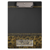 Grijs & Goud Cheetah Leopard Glam gepersonaliseerd Klembord (Voorkant)