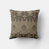 Grijs Goud Damask Pattern  Brocade Kussen (Achterkant)