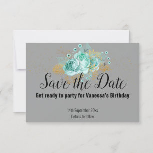 GRIJS GOUD FLORALE CHEVRON SAVE THE DATE RSVP KAAR KAARTJE