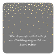 Grijs & Goud Folie Stippen Moderne Trouwstickers