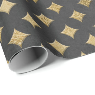 Grijs Goud Grungy Diamond Cut Art Deco Grafiet Cadeaupapier