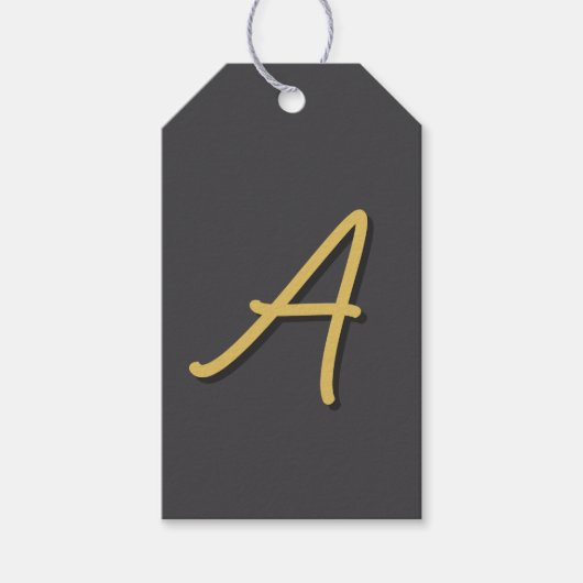 Grijs Goud Kleur Monogram Professioneel Cadeaulabel (Voorkant)