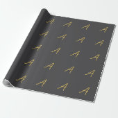 Grijs Goud Kleur Monogram Professioneel Cadeaupapier (Uitgerold)