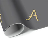 Grijs Goud Kleur Monogram Professioneel Cadeaupapier (Rol Hoek)