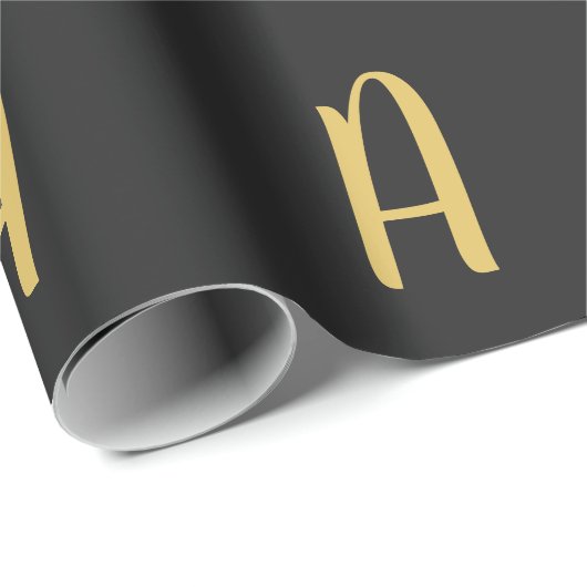 Grijs Goud Kleur Monogram Professioneel Cadeaupapier (Rol Hoek)