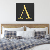 Grijs Goud Kleur Monogram Professioneel Canvas Afdruk (Insitu (Slaapkamer))