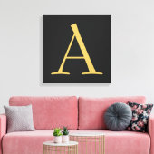 Grijs Goud Kleur Monogram Professioneel Canvas Afdruk (Insitu (Woonkamer))