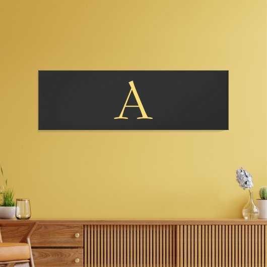 Grijs Goud Kleur Monogram Professioneel Canvas Afdruk (Insitu (Woonkamer))