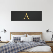 Grijs Goud Kleur Monogram Professioneel Canvas Afdruk (Insitu (Slaapkamer))