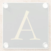 Grijs Goud Kleur Monogram Professioneel Glazen Onderzetter (Achterkant)